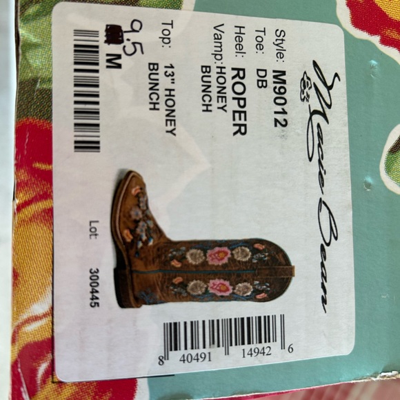 NIB Macie Bean Roper Floral Embroidered 13" Honey Bunch Western Cowboy Boots 9.5 - Picture 9 of 9
